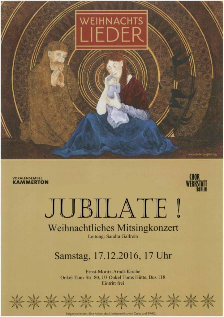 Jubilate! Weihnachtliches Mitsingkonzert in der Ernst-Moritz-Arndt-Kirche